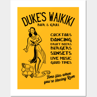 Hawaii Dukes Waikiki retro bar & grill Posters and Art